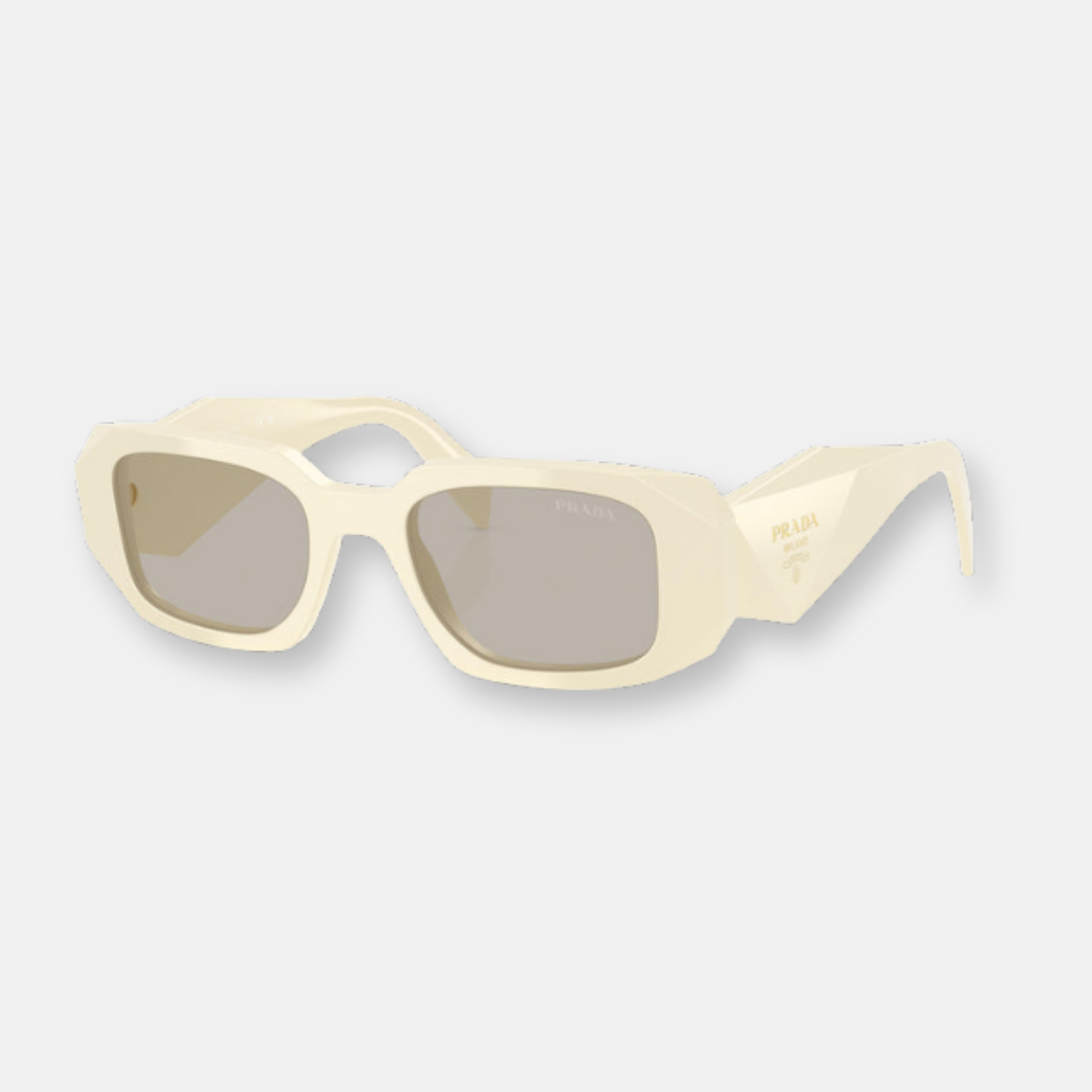 Prada Symbole PR 17WS occhiali da sole bianco latte lenti marrone chiare