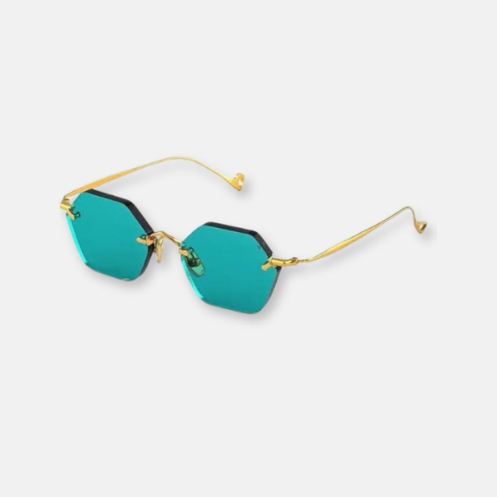 Eyepetizer Carnaby sunglasses with gold temples and aquamarine lenses