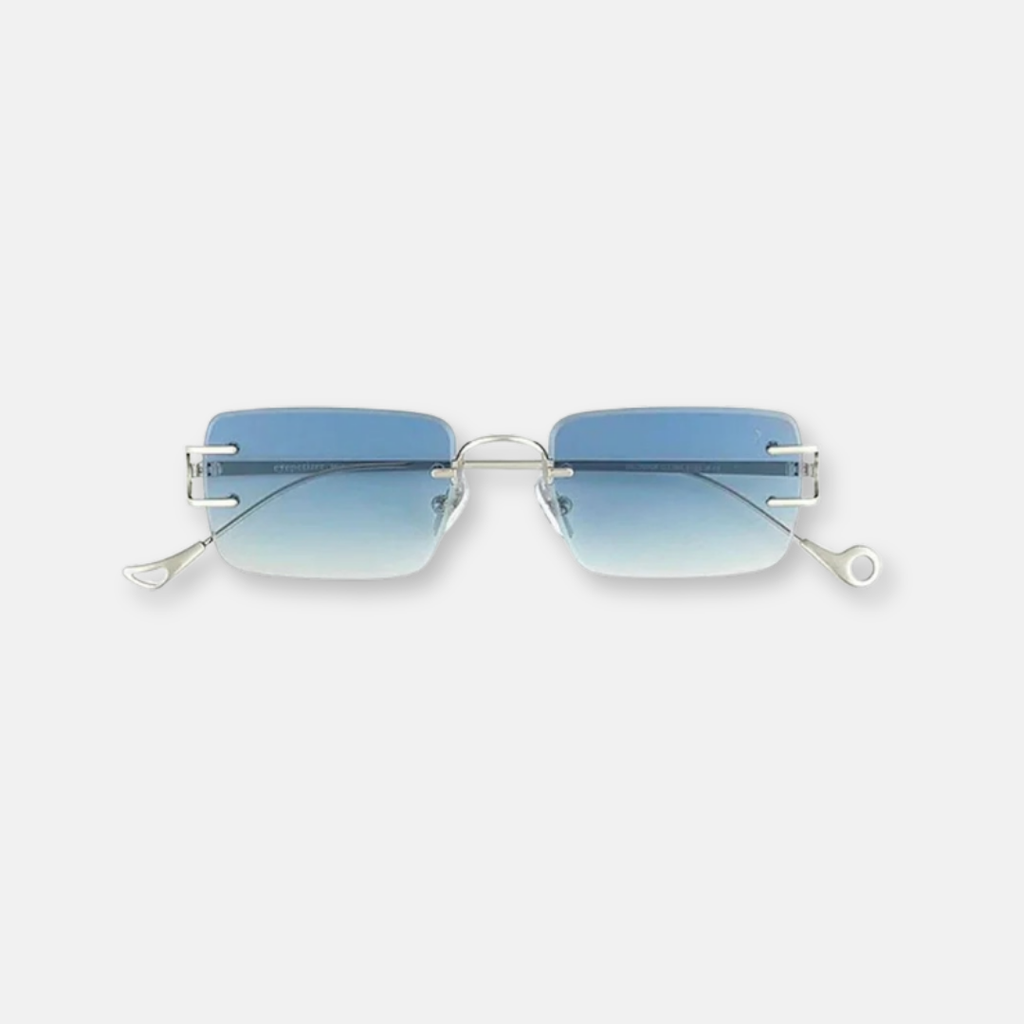 Eyepetizer Tank occhiali da sole argento lenti blu sfumato