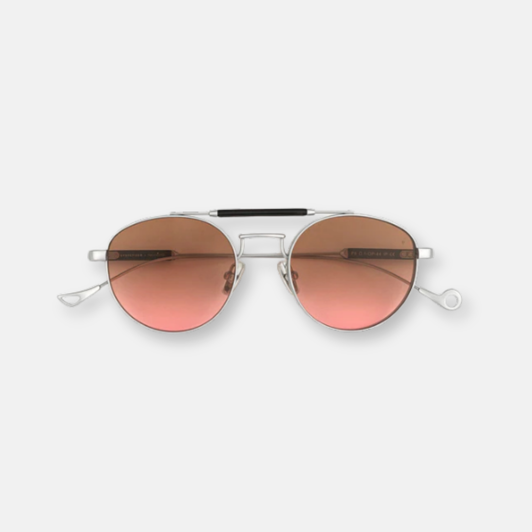 Eyepetizer x Feliciotto F8 sunglasses black and silver matte brown gradient pink lenses