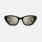 Gucci GG1968S 004 occhiali da sole donna cat-eye nero aste oro lenti beige flash electric