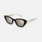 Gucci GG1968S 004 occhiali da sole donna cat-eye nero aste oro lenti beige flash electric