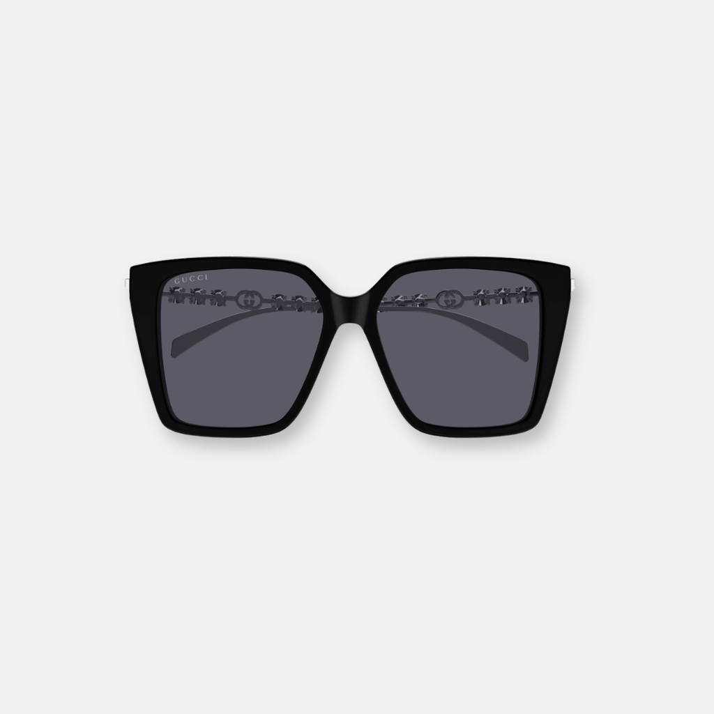 Gucci GG1967S occhiali da sole donna quadrati aste argento con cristalli