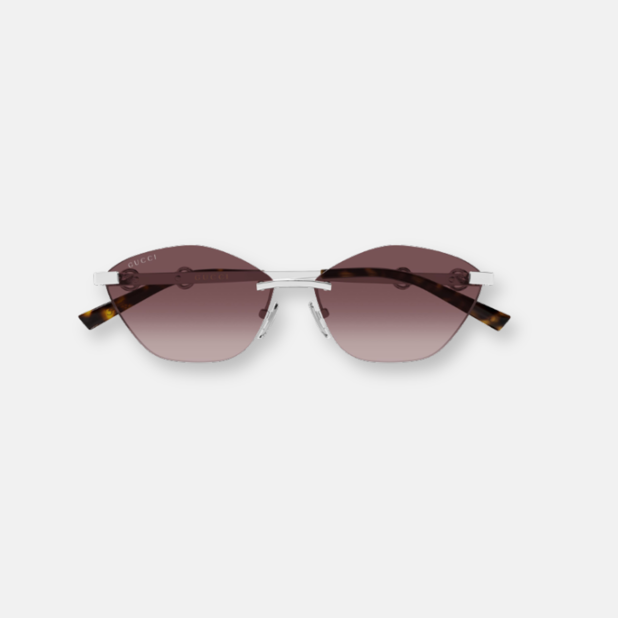 Gucci GG2050S 003 Silver with Gradient Red Lenses | Cat-Eye Sunglasses
