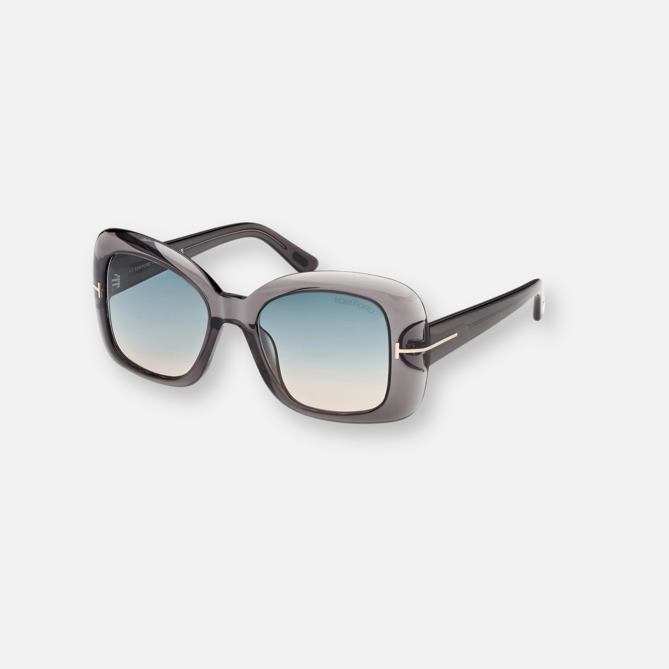 Tom Ford Sandra-02 Grey Shiny with Green Gradient Lenses | Sunglasses