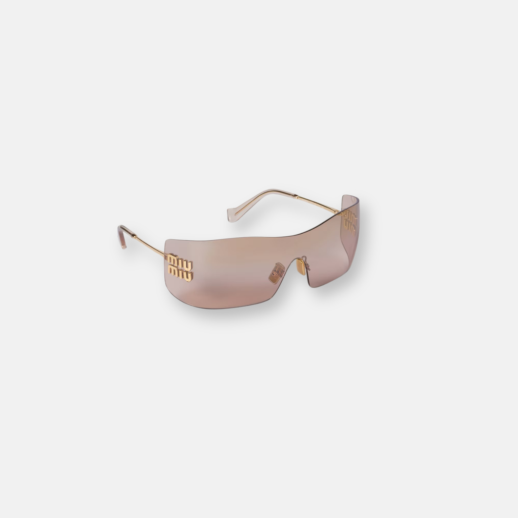 Miu Miu Aube MU B53S Oro | Occhiali da Sole Mascherina Rimless Donna