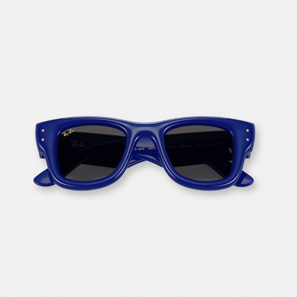 Ray-Ban Wayfarer Puffer occhiali da sole blu lucido lenti Ultra Black